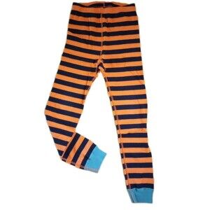 Hanna Andersson Striped Pajama Pants Size 130 8 Girl Boy Orange Black Organic